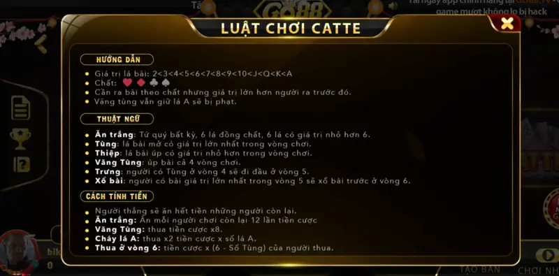 Cách chọn bàn chơi Catte tại Go 88